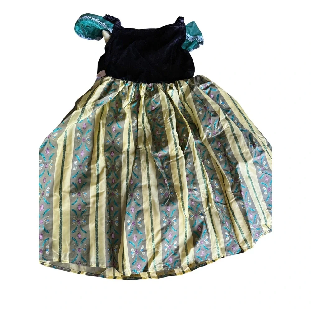 Disney Parks Anna Frozen Coronation Costume Dress Green Gold Girls Size 7/8 - Picture 5 of 6